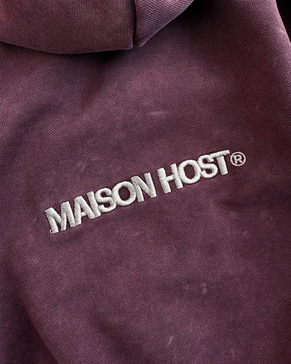 Maison Host Erode Zipped Hoodie Burgundy
