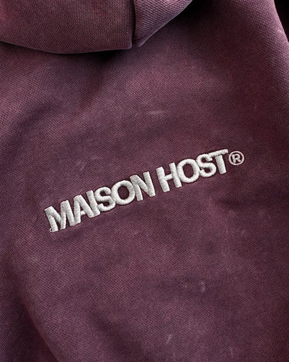 Maison Host Erode Zipped Hoodie Burgundy