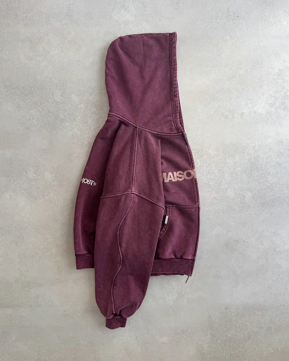 Maison Host Erode Zipped Hoodie Burgundy