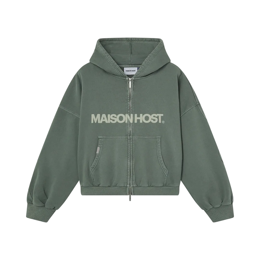 Maison Host Erode Zipped Hoodie Green