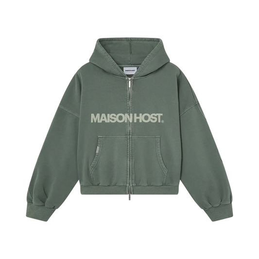 Maison Host Erode Zipped Hoodie Green