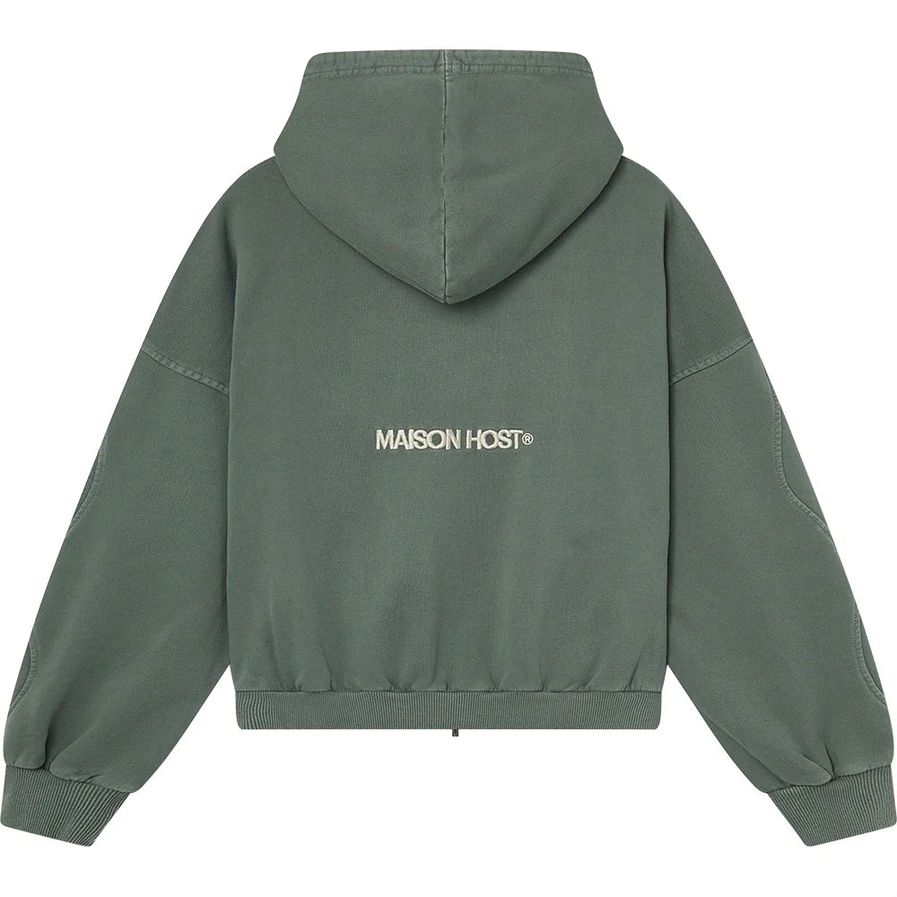 Maison Host Erode Zipped Hoodie Green