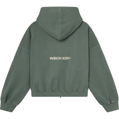 Maison Host Erode Zipped Hoodie Green