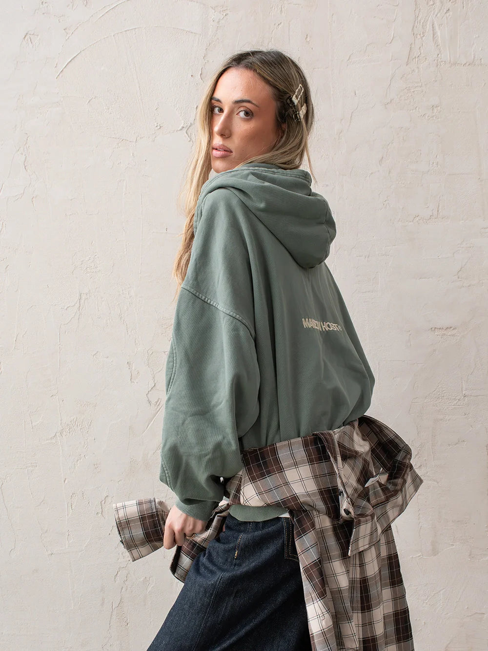 Maison Host Erode Zipped Hoodie Green
