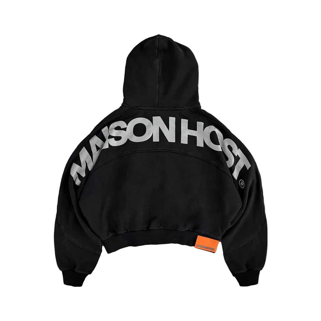 Maison Host Panels Zipped Hoodie Black