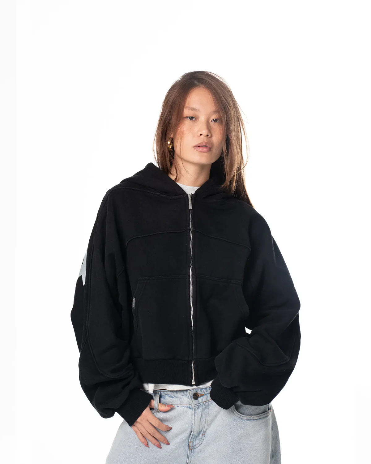 Maison Host Panels Zipped Hoodie Black