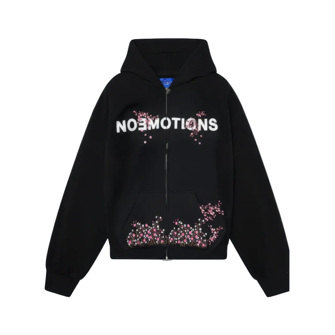 NoEmotions Blossom Zip Hoodie Black