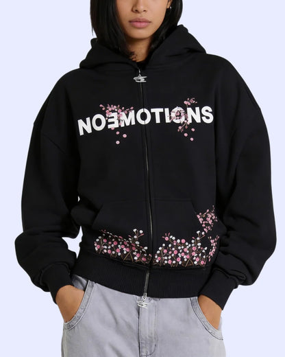 NoEmotions Blossom Zip Hoodie Black