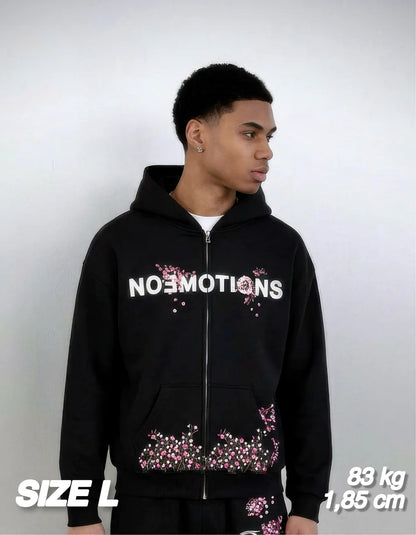 NoEmotions Blossom Zip Hoodie Black