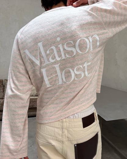 Host Striped Rag Pink Long Sleeve
