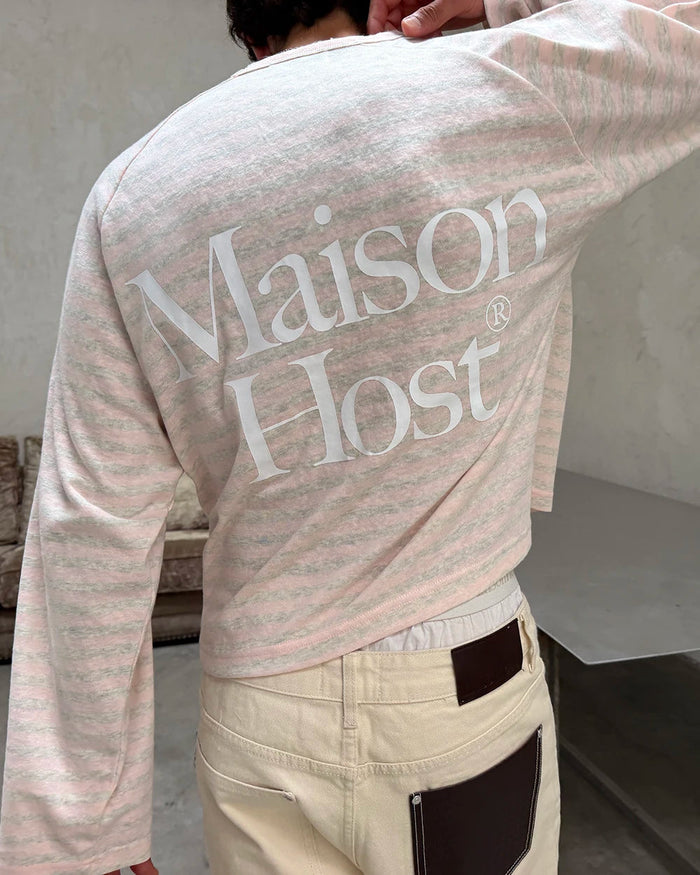 Host Striped Rag Pink Long Sleeve