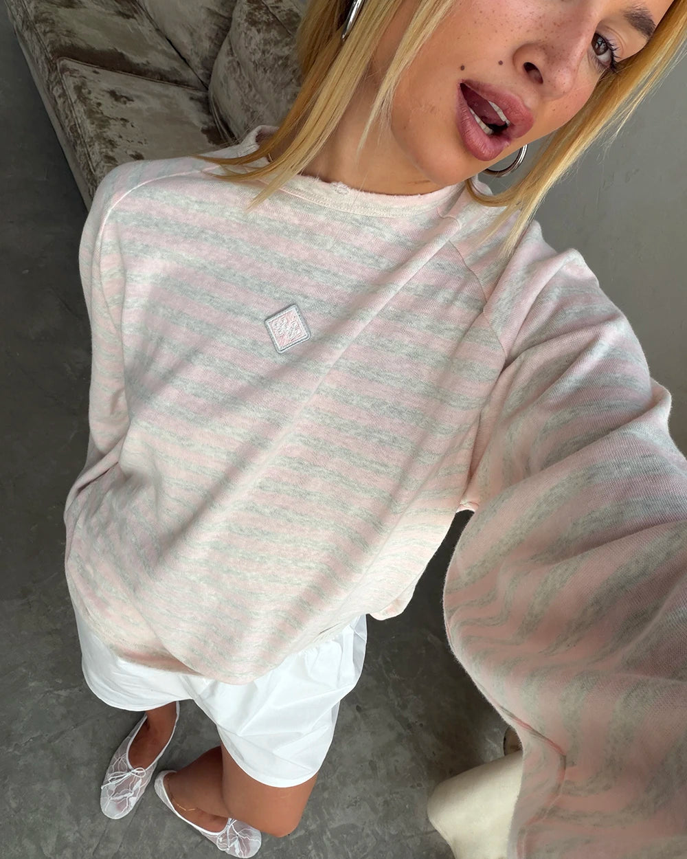 Host Striped Rag Pink Long Sleeve
