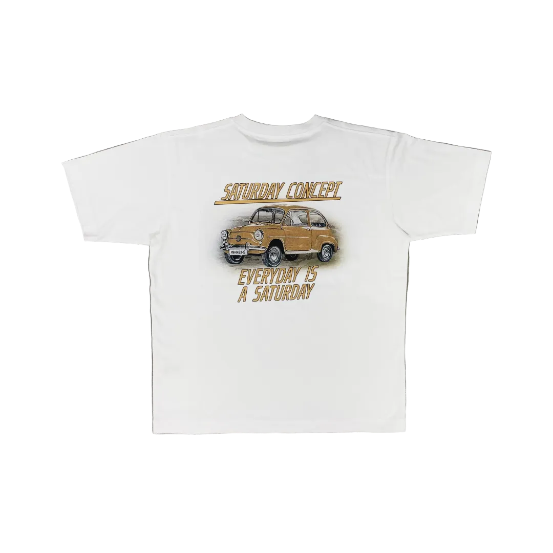 Saturday Car 600 Tee White