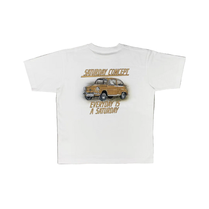 Saturday Car 600 Tee White