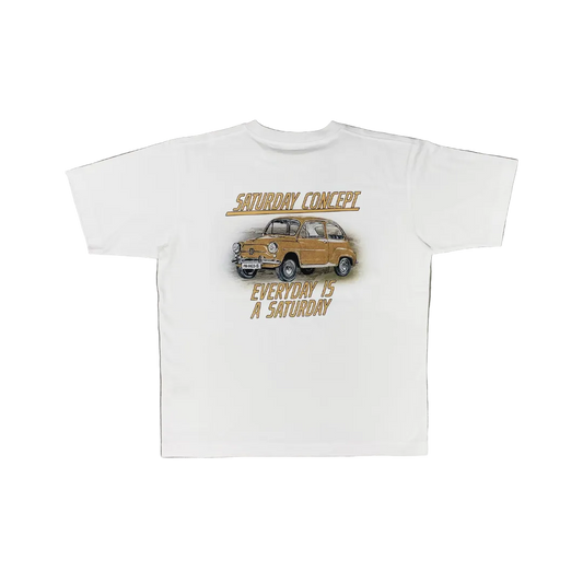 Saturday Car 600 Tee White