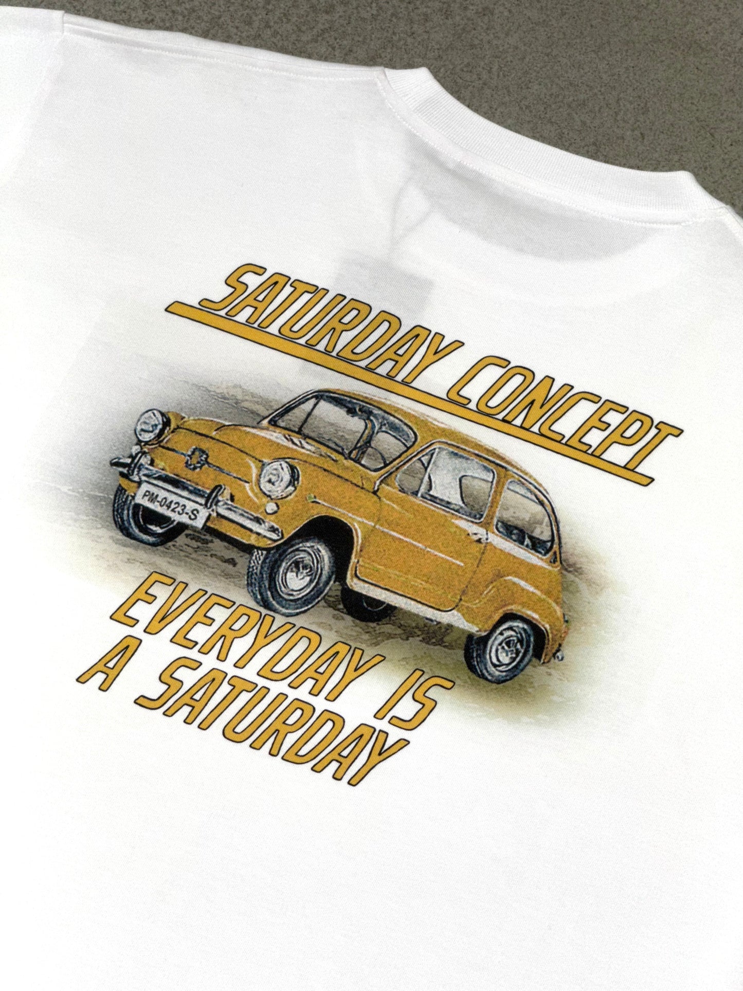 Saturday Car 600 Tee White