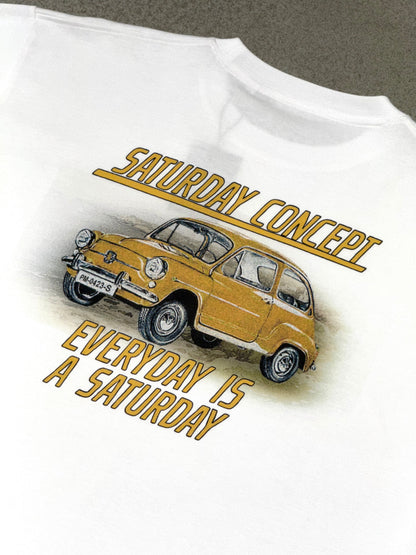 Saturday Car 600 Tee White