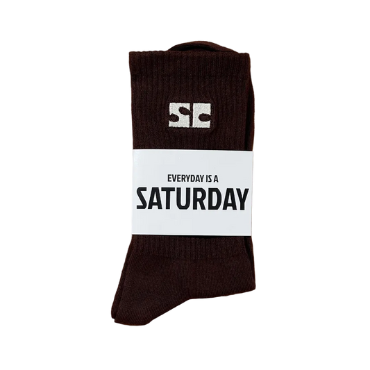 Saturday Logo Socks Brown