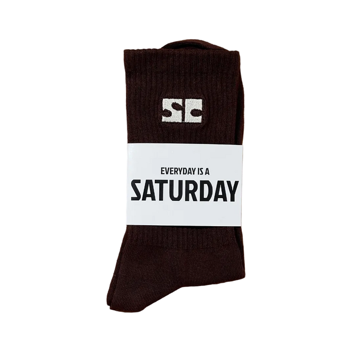 Saturday Logo Socks Brown