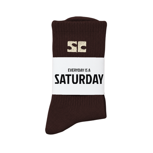 Saturday Logo Socks Brown