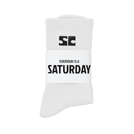 Saturday Logo Socks White