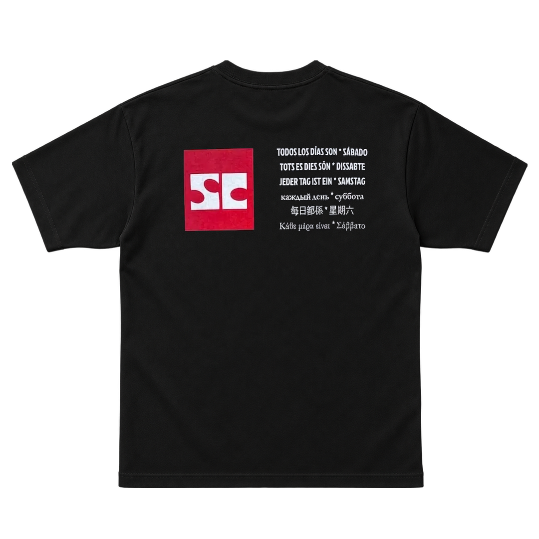 Samstag Mehrsprachiges T-Shirt Schwarz