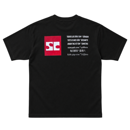 Samstag Mehrsprachiges T-Shirt Schwarz