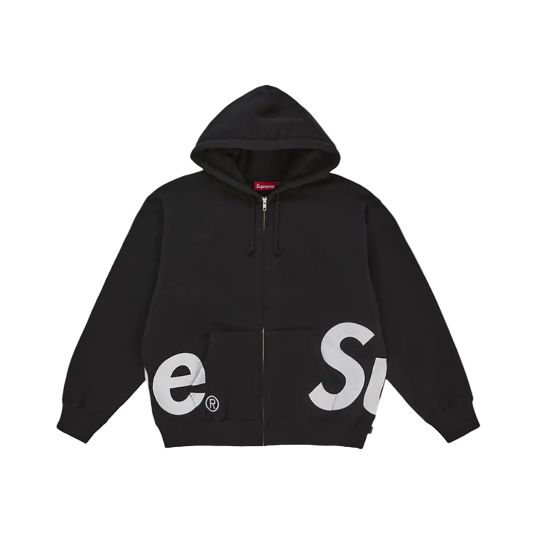 Supreme Big Logo Zip Up Hooded Sweatshirt Black