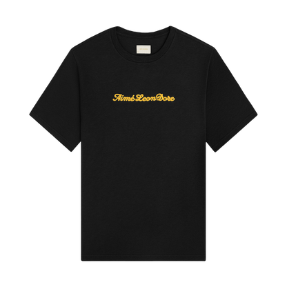 Aime Leon Dore Puff Print Tee - black, yellow | Saturday Concept