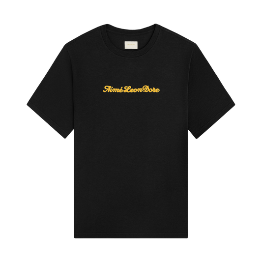 Aime Leon Dore Puff Print Tee - black, yellow | Saturday Concept