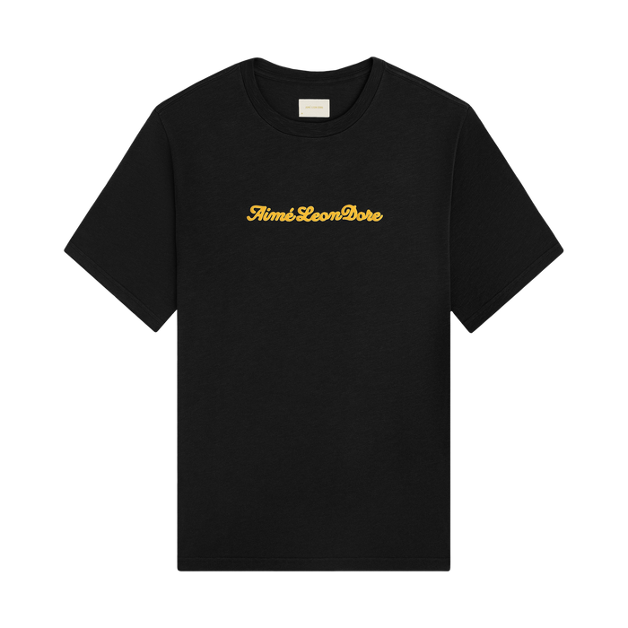 Aime Leon Dore Puff Print Tee - black, yellow | Saturday Concept