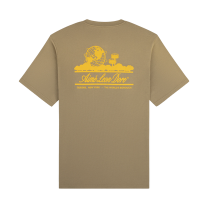 Aime Leon Dore Sun Faded Unisphere Oak Tee - brown | Saturday Concept