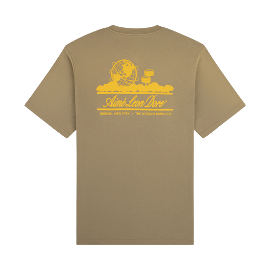 Aime Leon Dore Sun Faded Unisphere Oak Tee - brown | Saturday Concept