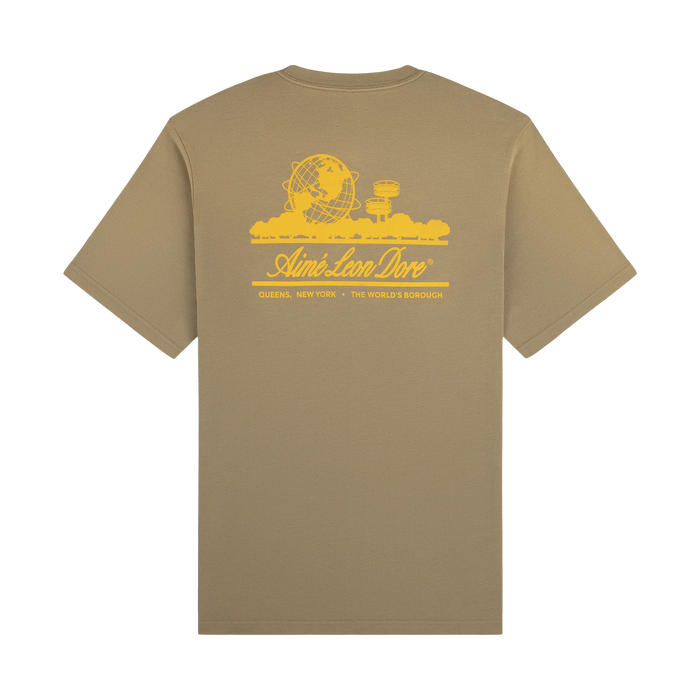 Aime Leon Dore Sun Faded Unisphere Oak Tee - brown | Saturday Concept