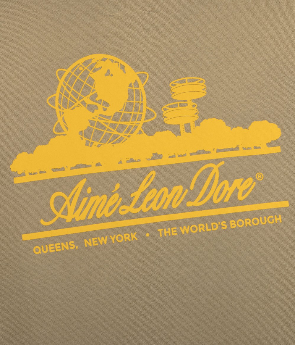 Aime Leon Dore Sun Faded Unisphere Oak Tee - brown | Saturday Concept