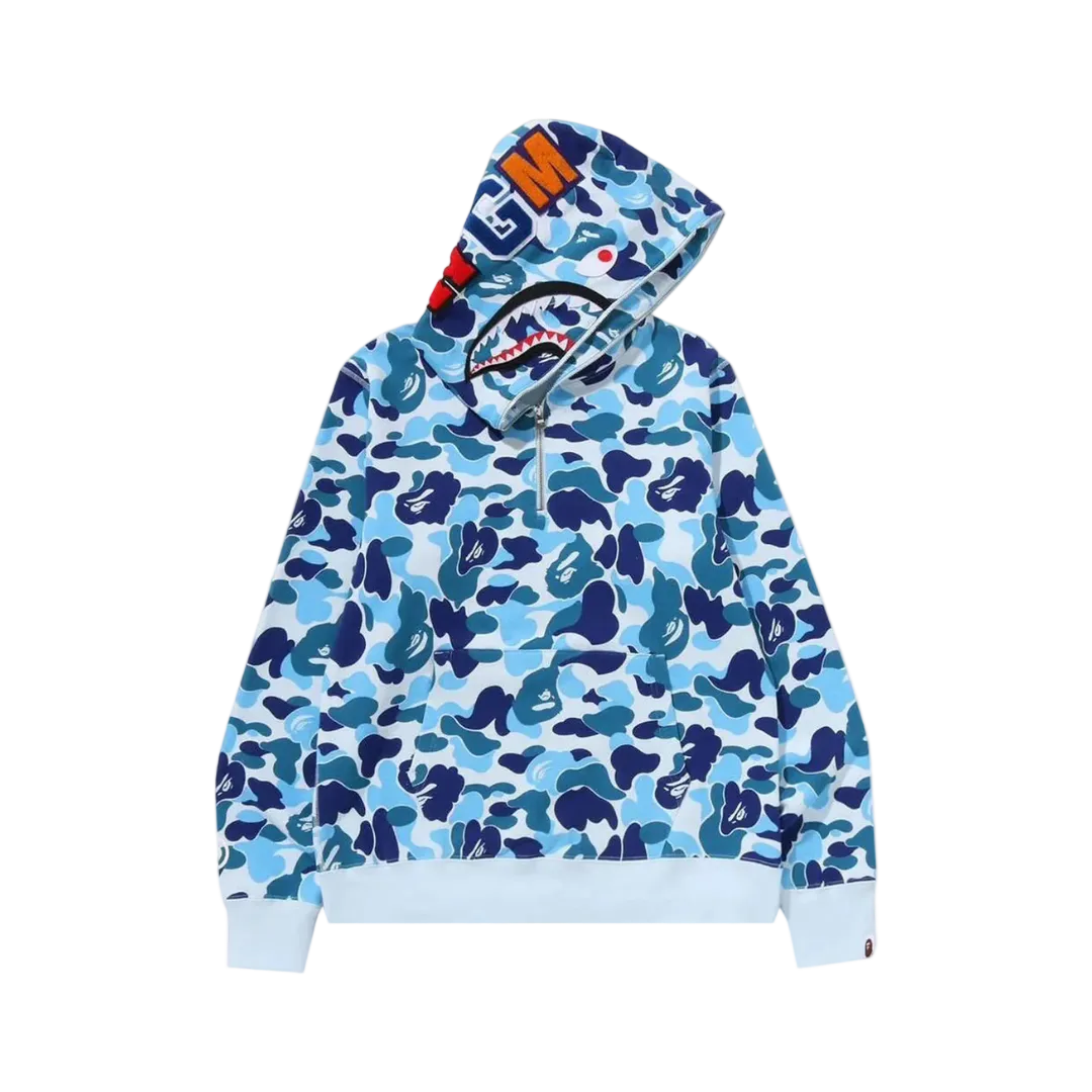 Bape Comor Camo Shark Full Zip Hoodie Baby Blue