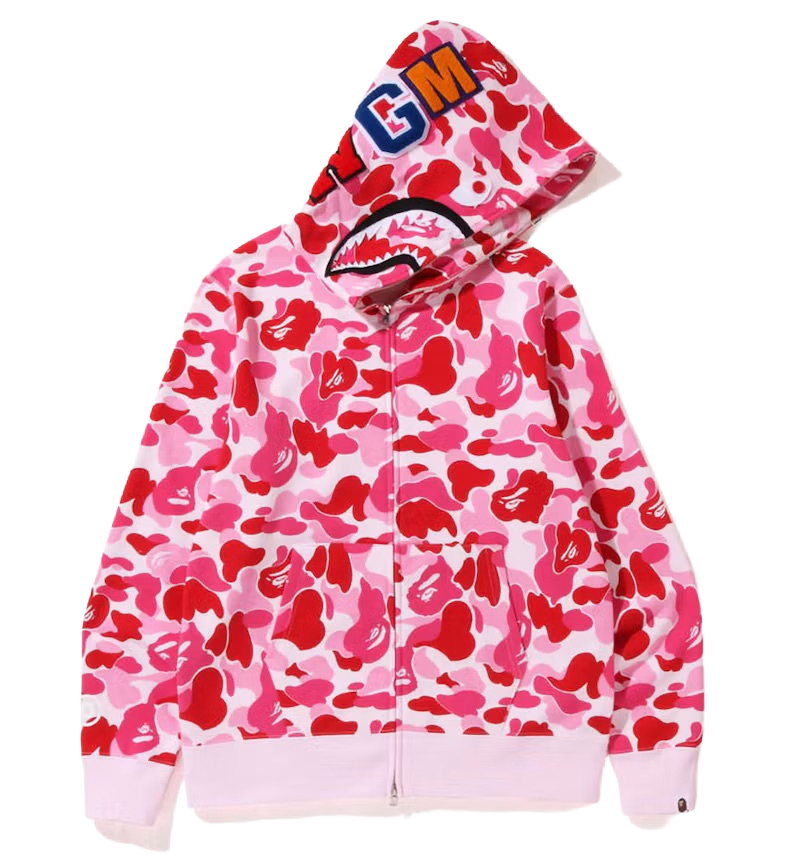 Bape Color Camo Shark Full Zip Hoodie Pink