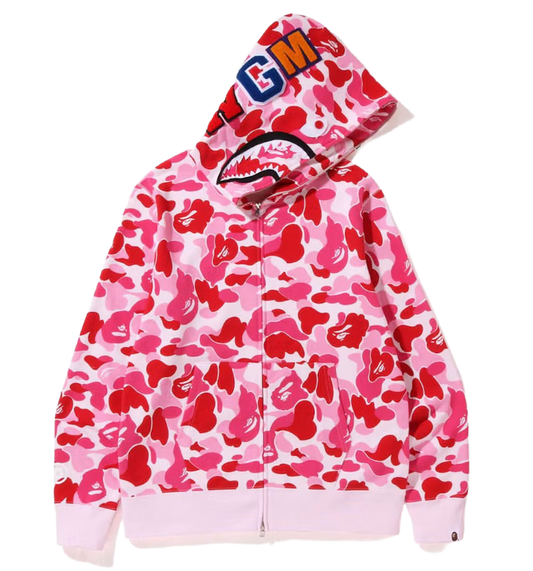 Bape Color Camo Shark Full Zip Hoodie Pink