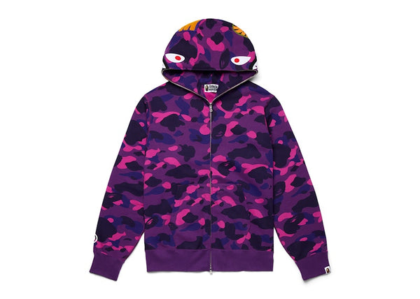 Bape Color Camo Shark Full Zip Hoodie Purple