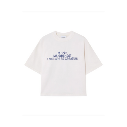 Host Bienvenue Crest Tee - white, blue | Saturday Concept