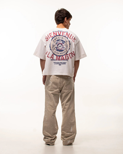 Host Bienvenue Crest Tee - white, blue | Saturday Concept