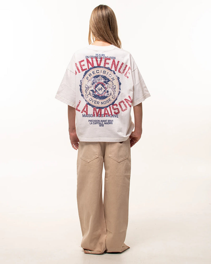 Host Bienvenue Crest Tee - white, blue | Saturday Concept