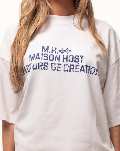 Host Bienvenue Crest Tee - white, blue | Saturday Concept