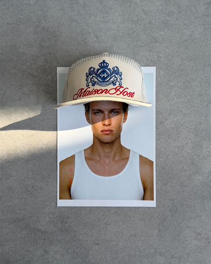 Host Crest Striped Cap - white | Saturday Concept