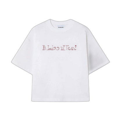 Host Hidden Logo Tee - white, red | Saturday Concept