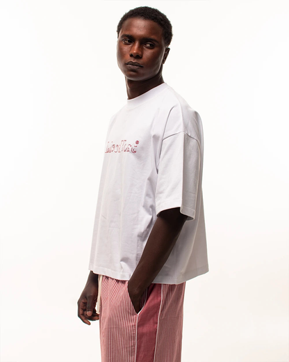Host Hidden Logo Tee - white, red | Saturday Concept
