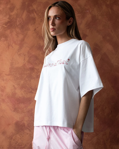 Host Hidden Logo Tee - white, red | Saturday Concept