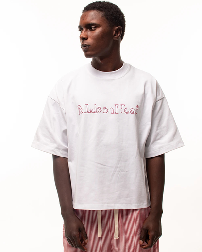 Host Hidden Logo Tee - white, red | Saturday Concept