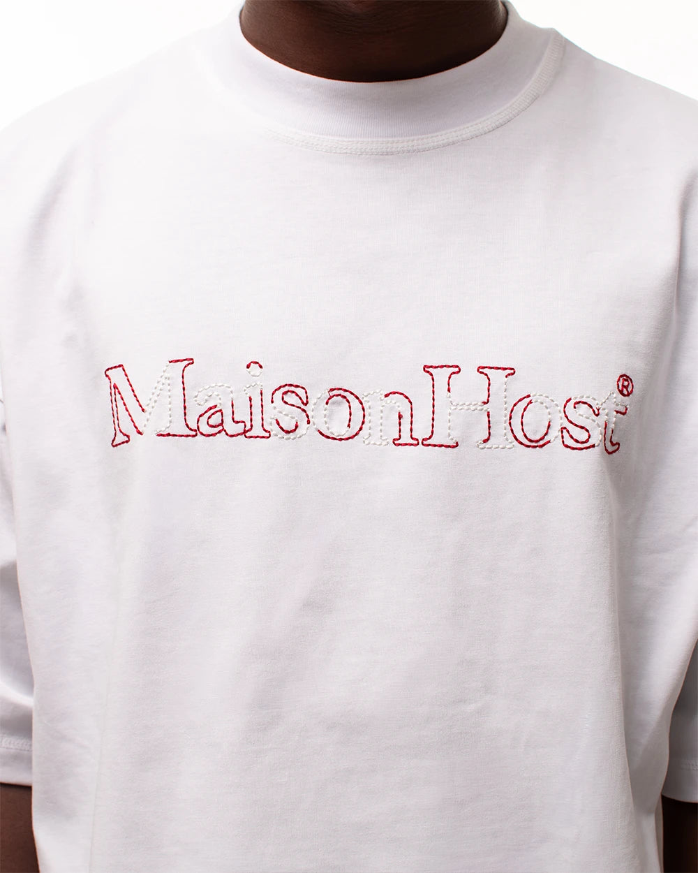 Host Hidden Logo Tee - white, red | Saturday Concept