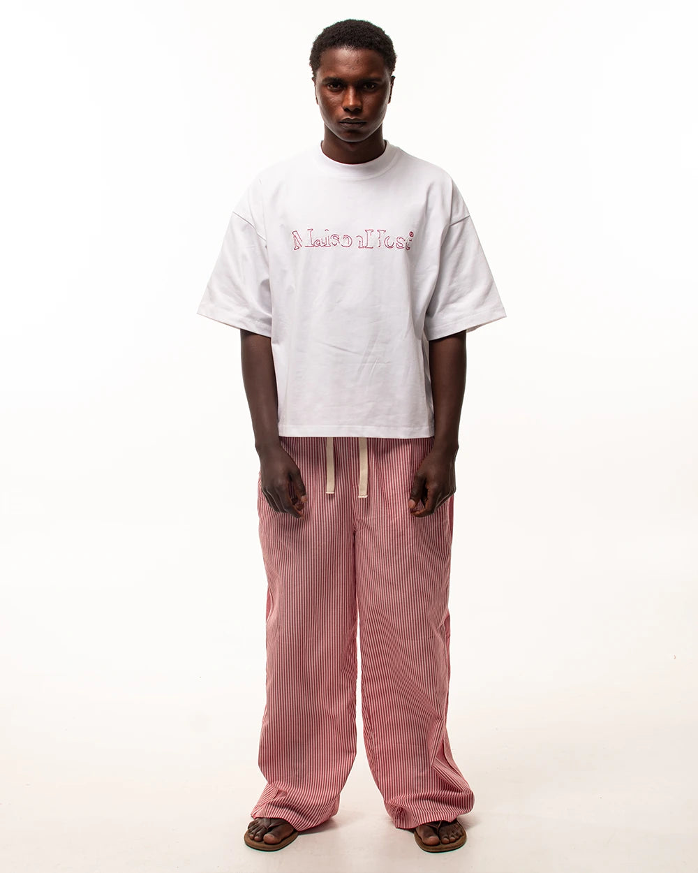 Host Hidden Logo Tee - white, red | Saturday Concept
